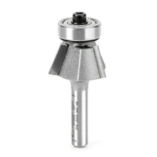Carbide Tipped Bevel Laminate Trim 22 Deg x 15/16 Dia x 7/16 x 1/4 Inch Shank with Ball Bearing 3-Flute
