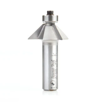 Carbide Tipped Chamfer 45 Deg x 1-19/64 Dia x 7/16 x 1/2 Inch Shank with Ball Bearing 3-Flute