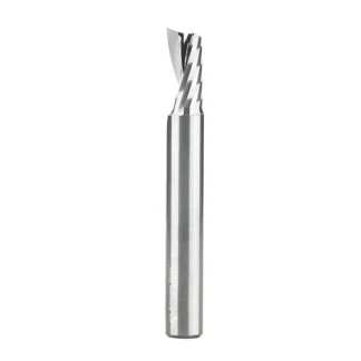 Solid Carbide CNC Spiral 'O' Single Flute, Plastic Cutting 3/8 Dia x 3/4 x 3/8 Shank x 3 Inch Long Up-Cut Router Bit