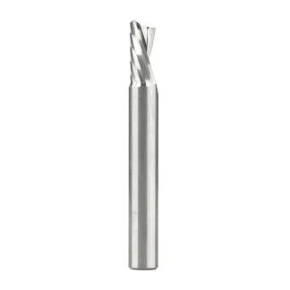 Solid Carbide CNC Spiral 'O' Single Flute, Plastic Cutting 3/8 Dia x 3/4 Inch x 3/8 Shank x 3 Inch Long Down-Cut Router Bit