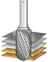 SC Burrs Solid Carbide Head Brazed into Steel Shank Radius Cylinder Shape Double Cut Burr Bits