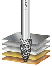 SG Burrs Solid Carbide Head Brazed into Steel Shank Pointed Tree Shape Double Cut Burr Bits
