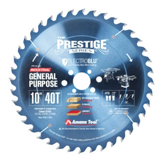 Electro-Blu™ Carbide Tipped Prestige™ General Purpose 10 Inch Dia 40T ATB, 18 Deg, 30mm Bore, Non-Stick Coated