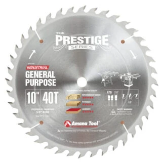 Carbide Tipped Prestige General Purpose 10 Inch Dia 40T ATB, 18 Deg, 5/8 Bore
