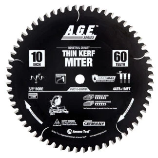 MD10-606TBR Carbide Tipped Thin Kerf Sliding Compound Miter & Radial Arm ArmorMax® Coated 10 Inch Dia x 60T 4 ATB + 1MFT -5 Deg 5/8 Bore Circular Saw Blade