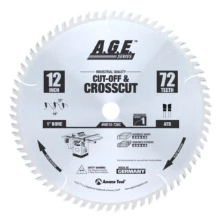 MD12-720 Carbide Tipped Cut-Off & Crosscut 12 Inch Dia x 72T ATB 10 Deg 1 Inch Bore Circular Saw Blade
