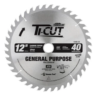 12040-30 Carbide Tipped Ti-Cut™ General Purpose & Finishing 12 Inch Dia x 40T ATB 18 Deg 30mm Bore