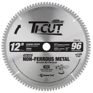 12096-30 Carbide Tipped Ti-Cut™ Aluminum & Non-Ferrous 12 Inch Dia x 96T TCG -5 Deg 30mm Bore