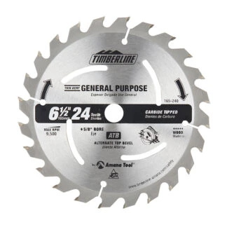 165-240 Carbide Tipped General Purpose Wood Cutting Trim 6-1/2 Inch Dia x 24T ATB 20 Deg 5/8 Bore with Diamond Knockout