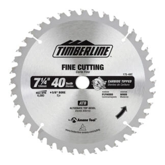 175-40C Carbide Tipped Professional Specialty All Purpose 7-1/4 Inch Dia x 40T ATB 18 Deg 5/8 Bore with Diamond Knockout