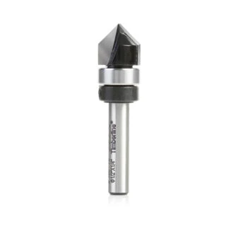 180-70 Carbide Tipped V-Groove 90 Deg x 1/2 Dia x 1/2 x 1/4 Inch Shank with Upper Ball Bearing