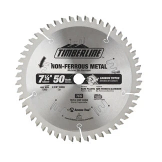 185-505 Carbide Tipped Aluminum & Non-Ferrous 7-1/4 Inch Dia x 50T TCG -5 Deg 5/8 Bore with Diamond Knockout