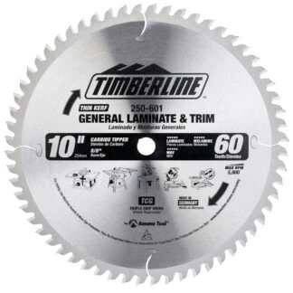 250-601 Carbide Tipped Finishing 10 Inch Dia x 60T TCG 0 Deg 5/8 Bore