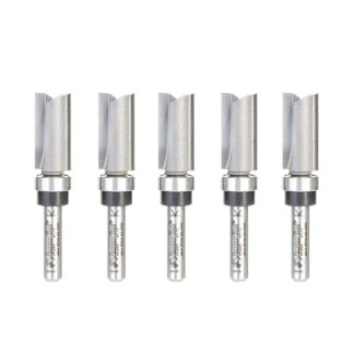 45460-5 5 Pack Carbide Tipped Flush Trim Plunge Template 1/2 Dia x 1 Inch x 1/4 Shank with Upper BB