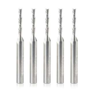 46225-5 5-Pack Solid Carbide Spiral Plunge 1/8 Dia x 13/16 x 1/4 Shank x 2-1/2 Inch Long Down-Cut Router Bit