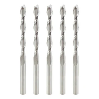 46272-5 5-Pack Solid Carbide CNC Foam Up-Cut Cutting Square End Spiral 1/4 Dia x 2-1/4 x 1/4 Shank x 2-1/2 Inch Long Router Bit