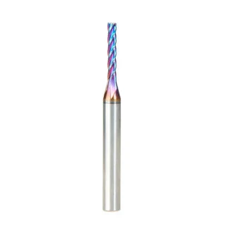 46292-SK CNC 2D and 3D Carving Flat Bottom 0.10 Deg Angle x 1/8 Dia x 1/2 x 1/4 Shank x 2 Inch Long x 4 Flute Solid Carbide Up-Cut Spiral Spektra™ Extreme Tool Life Coated Router Bit