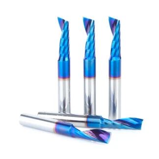 51414-K-5 5-Pack Solid Carbide CNC Spektra™ Extreme Tool Life Coated Spiral 'O' Single Flute, Plastic Cutting 3/8 Dia x 1-1/8 x 3/8 Inch Shank x 3 Inch Long Up-Cut Router Bit