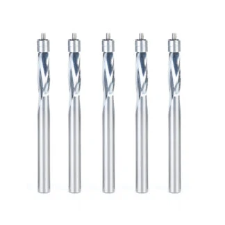 51436-5 5-Pack Solid Carbide Spiral Plastic Flush Trim 1/4 Dia x 3/4 x 1/4 Shank x 3 Inch Long Double Ball Bearing