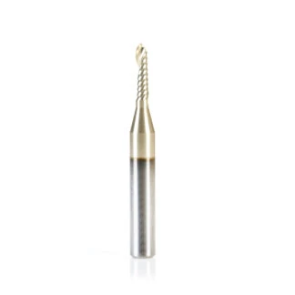 51876-Z Solid Carbide CNC Spiral 'O' Flute Ball Nose Up-Cut, Aluminum Cutting 1/16 R x 1/8 Dia x 1/2 x 1/4 Shank ZrN Coated Router Bit