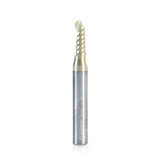 51878-Z Solid Carbide CNC Spiral 'O' Flute Ball Nose Up-Cut, Aluminum Cutting 3/32 R x 3/16 Dia x 1/2 x 1/4 Shank ZrN Coated Router Bit