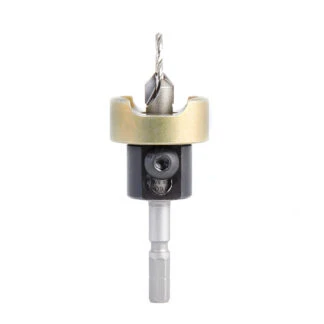 55160 Carbide Tipped 82 Degree Countersink with Adjustable Depth Stop and No-Thrust Ball Bearing, For Festool® CENTROTEC® System 3/8 Dia x 3/32 Drill Dia