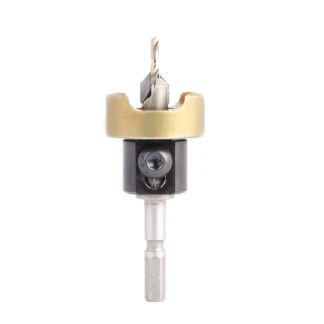 55162 Carbide Tipped 82 Degree Countersink with Adjustable Depth Stop and No-Thrust Ball Bearing, For Festool® CENTROTEC® System 3/8 Dia x 7/64 Drill Dia