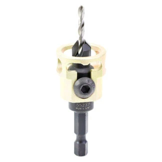 55237 Carbide Tipped Adjustable Countersink with Depth-Stop 3/8 Dia x 49 Degree Angle x 1/4 Shank Includes Repl. Drill Bit 630-226
