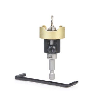 55241 Carbide Tipped 82 Degree Countersink with Adjustable Depth Stop and No-Thrust Ball Bearing, 3/8 Dia x 7/64 Drill Dia x 1/4 Inch Quick Release Hex Shank
