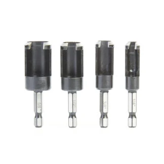 608-258 4 Piece Plug Cutter Set with 1/4 Inch Hex Shanks