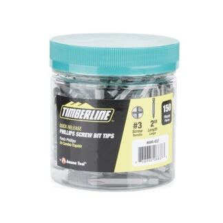 608-637 150 Piece Phillips Screw Bit Tip Jar for Screw Size #3 2 Inch Long