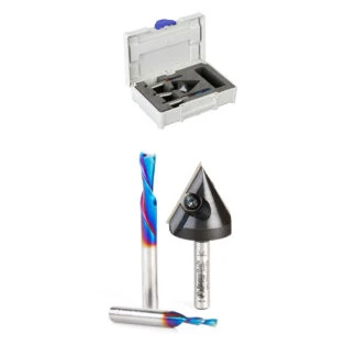 AMS-119-T Matt's 3-PC Solid Carbide and Insert Carbide CNC Starter Pack, 1/4 Inch Shank, Packed In Tanos Systainer Plastic Case