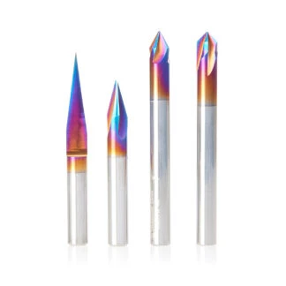 AMS-312-K 4-Pc Spektra™ Extreme Tool Life Coated CNC 15°, 30°, 60° & 90° V-Groove, Signmaking & Lettering, 1/4 Inch Shank Pack