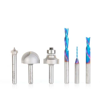 AMS-320 6-Pc CNC Electric Guitar Making Router Bit Set, 1/4 Shank