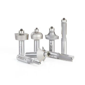 AMS-406 7-Piece Carbide Tipped 1/2 Inch Shank Basic Router Bit Set