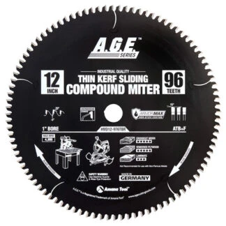MD12-976TBR Carbide Tipped Thin Kerf Sliding Compound Miter & Radial Arm ArmorMax® Coated 12 Inch Dia x 96T 2 ATB + 1 FT -3 Deg 1 Bore Circular Saw Blade