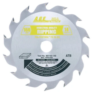 MD160-140 Carbide Tipped Saw Blade for Festool® and Other Track Saw Machines 160mm Dia x 14T ATB 28 Deg 20mm Bore Ripping Circular Saw Blade Fits TS 55 EQ ATF 55 E AP 55