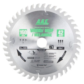 MD160-423TB Carbide Tipped Saw Blade for Festool® and Other Track Saw Machines 160mm Dia x 42T ATB+F 10 Deg 20mm Bore Wood/MDF/Melamine Circular Saw Blade Fits TS 55 F TSC 55 K HK 55 HCK 55