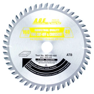 MD160-480 Carbide Tipped Saw Blade for Festool® and Other Track Saw Machines 160mm Dia x 48T ATB 5 Deg 20mm Bore Crosscut Circular Saw Blade Fits TS 55 EQ ATF 55 E AP 55