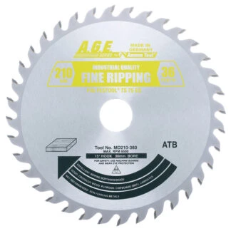 MD210-360 Carbide Tipped Saw Blade for Festool® and Other Track Saw Machines 210mm Dia x 36T ATB 15 Deg 30mm Bore General Purpose Circular Saw Blade Fits TS 75 EQ