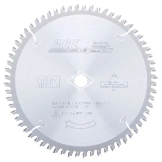 MD8-643TB Carbide Tipped Thin Kerf Double-Sided Melamine 8 Inch Dia x 64T H-ATB -3 Deg 5/8 Bore Circular Saw Blade