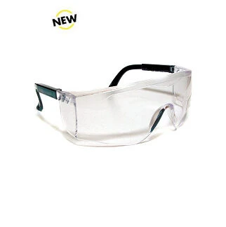 SG-005 Safety Glasses with Clear Frame Black Ear Pieces and Solid Nose Bridge