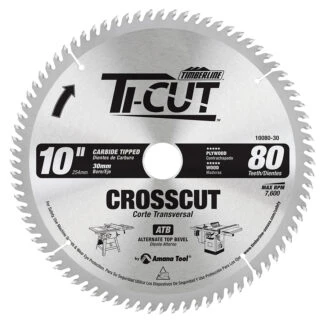 10080-30 Carbide Tipped Ti-Cut™ General Purpose & Finishing 10 Inch Dia x 80T ATB 10 Deg 30mm Bore