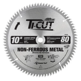 10181 Carbide Tipped Ti-Cut™ Aluminum & Non-Ferrous 10 Inch Dia x 80T TCG -5 Deg 5/8 Bore