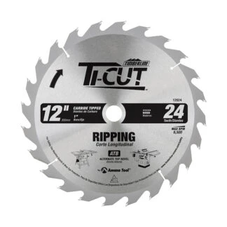 12024 Carbide Tipped Ti-Cut™ General Purpose & Finishing 12 Inch Dia x 24T ATB 10 Deg 1 Inch Bore