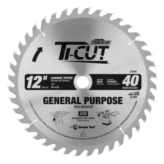 12040 Carbide Tipped Ti-Cut™ General Purpose & Finishing 12 Inch Dia x 40T ATB 18 Deg 1 Inch Bore