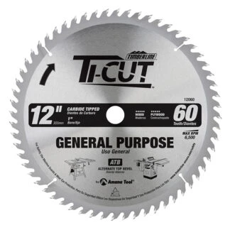 12060 Carbide Tipped Ti-Cut™ General Purpose & Finishing 12 Inch Dia x 60T ATB 10 Deg 1 Inch Bore