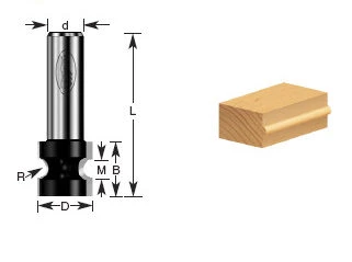 350-16 Carbide Tipped Bullnose Radius 3/8 Radius x 1-1/4 Dia x 1-5/16 x 1/2 Inch Shank