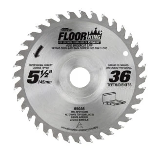 55036 Carbide Tipped Floor King Designed for Crain® Multi-Undercut Saws 5-1/2 Inch Dia x 36T ATB 18 Deg 22.22mm Concave Bore