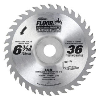 63036 Carbide Tipped Floor King Comparable to Roberts® 10-47-2 Designed for Jamb/Undercut 10-46 & 10-55 Saws 6-3/16 Inch Dia x 36T ATB 18 Deg 20mm Concave Bore